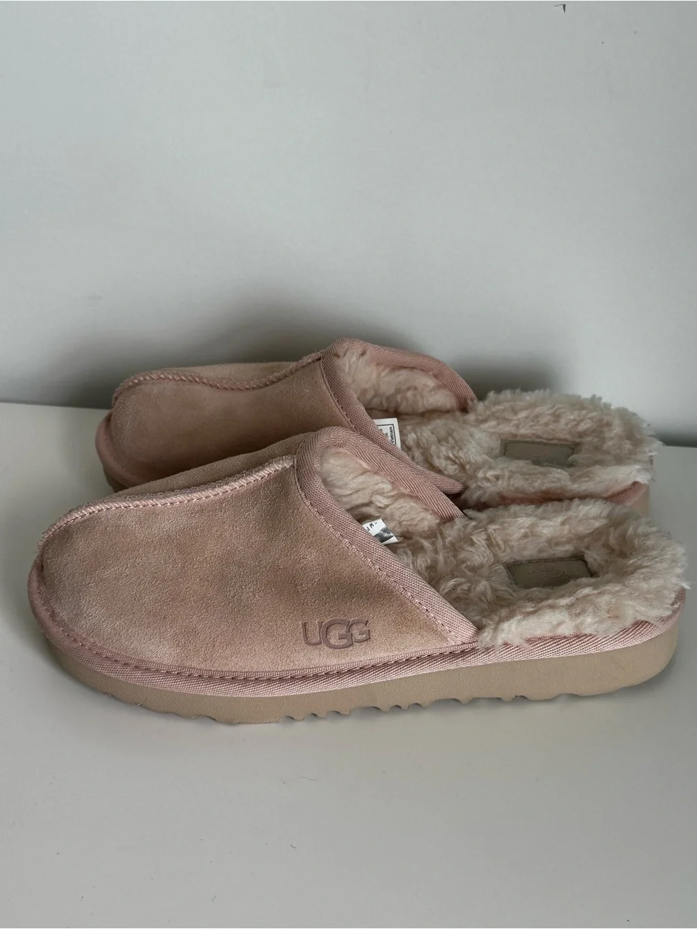 UGG Kids Blush Pink Suede Slide Slippers